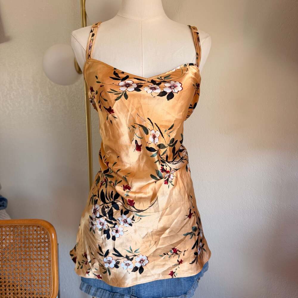 Inner Most Floral Print Satin Spaghetti Strap Slip Nightgown Y2K 90s Medium